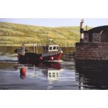Keith Glasgow - FISHING BOAT, BALLINTOY HARBOUR, COUNTY ANTRIM - Coloured Print on Canvas - 12 x