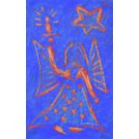 Gerard Dillon - ANGEL - Woodblock Coloured Print with Wax Crayon - 6 x 3.5 inches - Signed in
