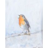 Oran Maguire - WINTER ROBIN - Oil on Board - 10 x 8 inches - Signed