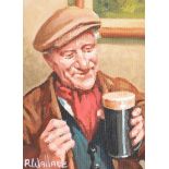 Roy Wallace - A FINE PINT - Oil on Board - 8 x 6 inches - Signed