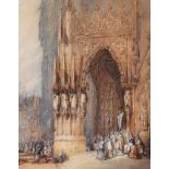 Edward S. Cole - RATISBONE CATHEDRAL - Watercolour Drawing - 17.5 x 14 inches - Unsigned