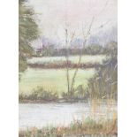 E. Chambers - THE RIVER BANK - Pastel on Paper - 6 x 4 inches - Signed