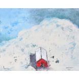 Jeff Adams - LONE CABIN - Oil on Canvas - 9.5 x 11.5 inches - Signed in Monogram