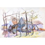 W.D. Weir - FARM BUILDINGS - Watercolour Drawing - 12.5 x 18.5 inches - Signed