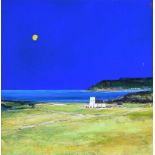 David Gordon Hughes - BALLINTOY CHURCH, COUNTY ANTRIM - Oil on Gold Leaf on Board - 16 x 16 inches -