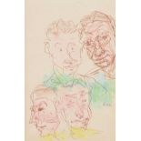 Daniel O'Neill - FACES IN THE CROWD - Pen & Ink Drawing with Watercolour Wash - 6 x 4 inches -