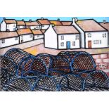 Paul Bursnall - QUAY POTS - Oil on Canvas - 8 x 12 inches - Signed