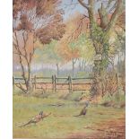 E.M. King - PHEASANTS BY THE WOODS - Watercolour Drawing - 17 x 14 inches - Signed