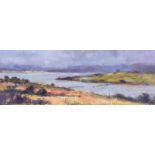 Jim Holmes - INCH ISLAND - Oil on Board - 7.5 x 19 inches - Signed