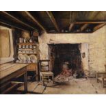 Irish School - COTTAGE INTERIOR - Oil on Canvas - 9 x 11 inches - Unsigned