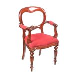 MAHOGANY BALLOON BACK ARMCHAIR