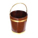 IRISH MAHOGANY BRASS BOUND PEAT BUCKET