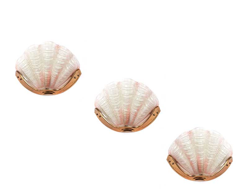 THREE SCALLOP SHELL WALL LIGHTS