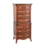 MAHOGANY SERPENTINE FRONT CHEST ON CHEST