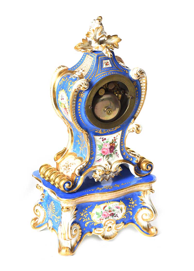 FRENCH PORCELAIN MARBLE CLOCK - Image 4 of 4