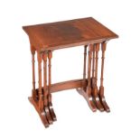 INLAID MAHOGANY NEST OF THREE TABLES