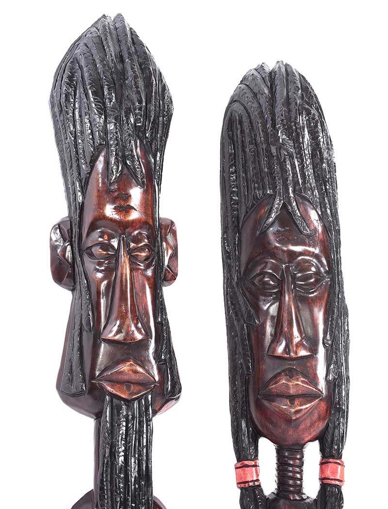 PAIR OF CARVED WOOD WALL MASKS - Image 4 of 5