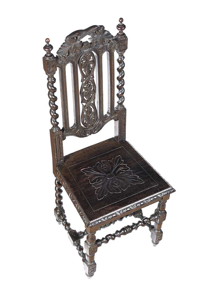 PAIR OF VICTORIAN CARVED OAK HALL CHAIRS - Image 3 of 7