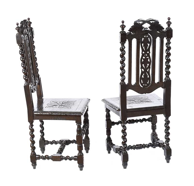 PAIR OF VICTORIAN CARVED OAK HALL CHAIRS - Image 7 of 7