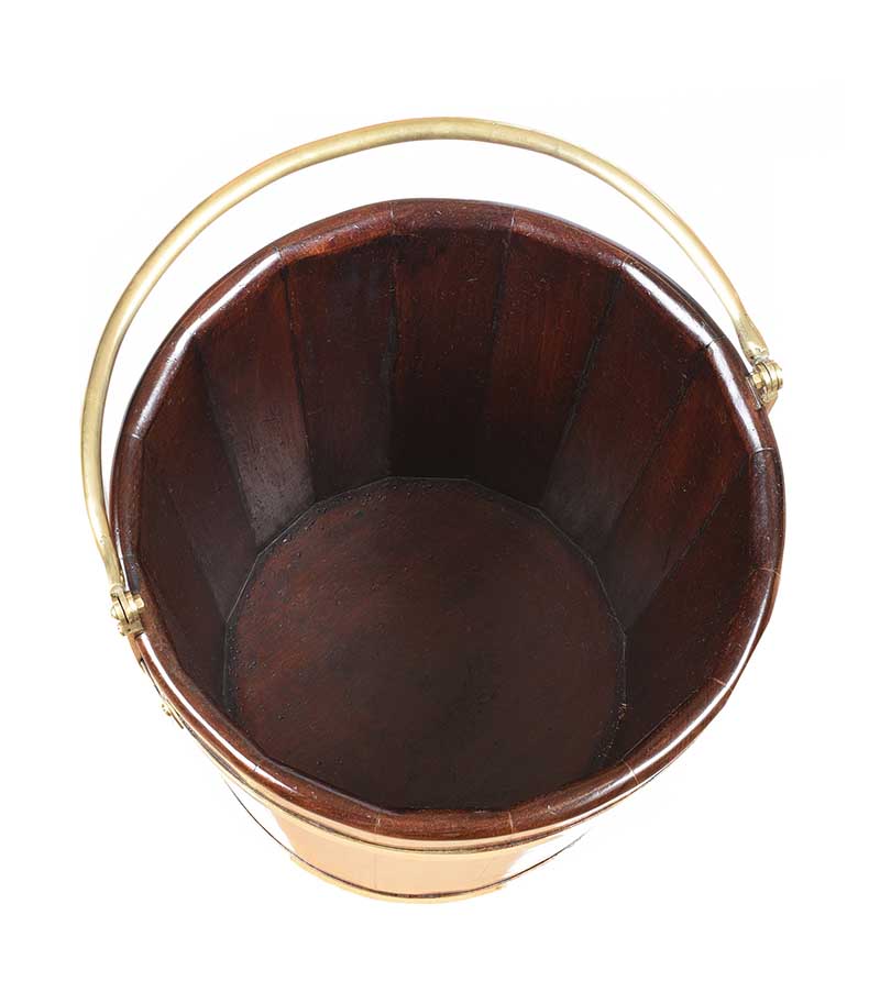 IRISH MAHOGANY BRASS BOUND PEAT BUCKET - Image 4 of 4