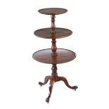 GEORGIAN MAHOGANY THREE TIER DUMB WAITER