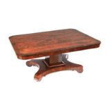 FINE WILLIAM IV FEATHERED MAHOGANY COFFEE TABLE