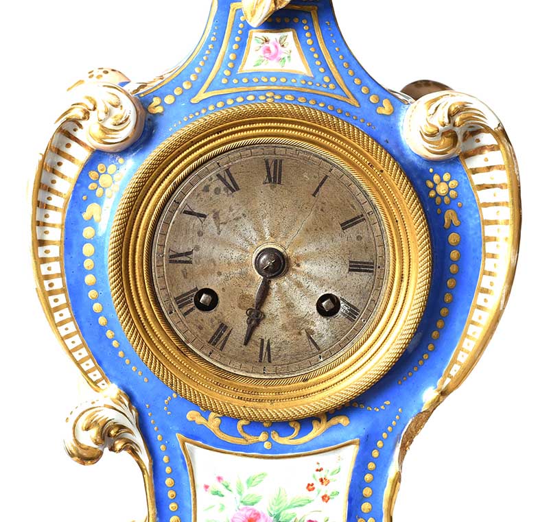 FRENCH PORCELAIN MARBLE CLOCK - Image 3 of 4