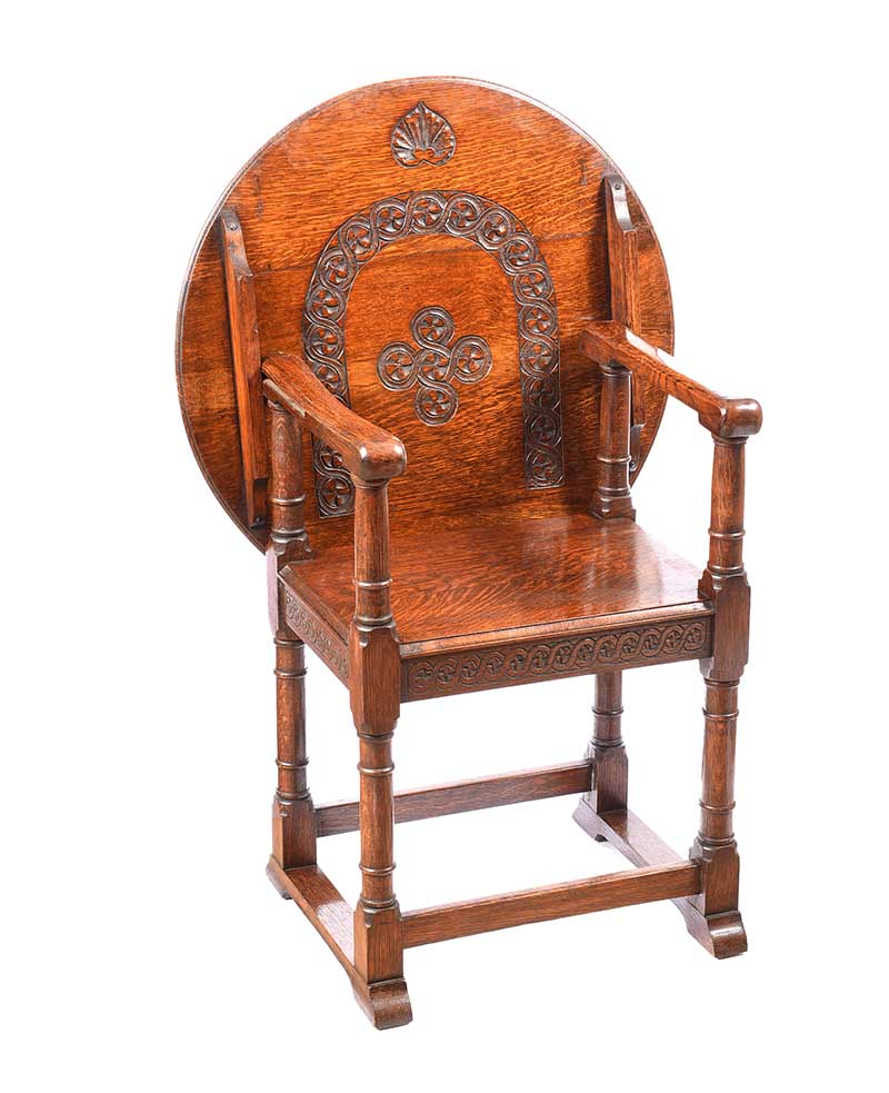 CARVED OAK MONK'S CHAIR