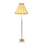 BRASS TELESCOPIC STANDARD LAMP & SHADE