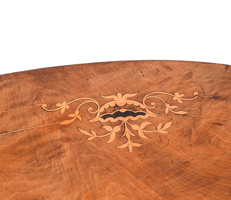 INLAID WALNUT OVAL COFFEE TABLE - Image 6 of 8