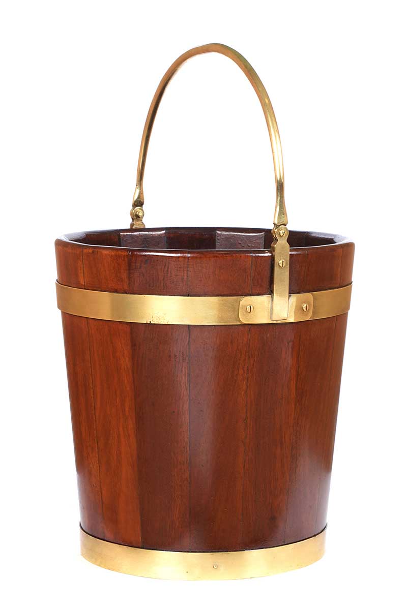 IRISH MAHOGANY BRASS BOUND PEAT BUCKET - Image 2 of 4