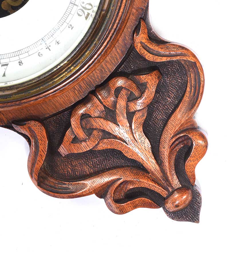 VICTORIAN OAK BAROMETER - Image 4 of 5