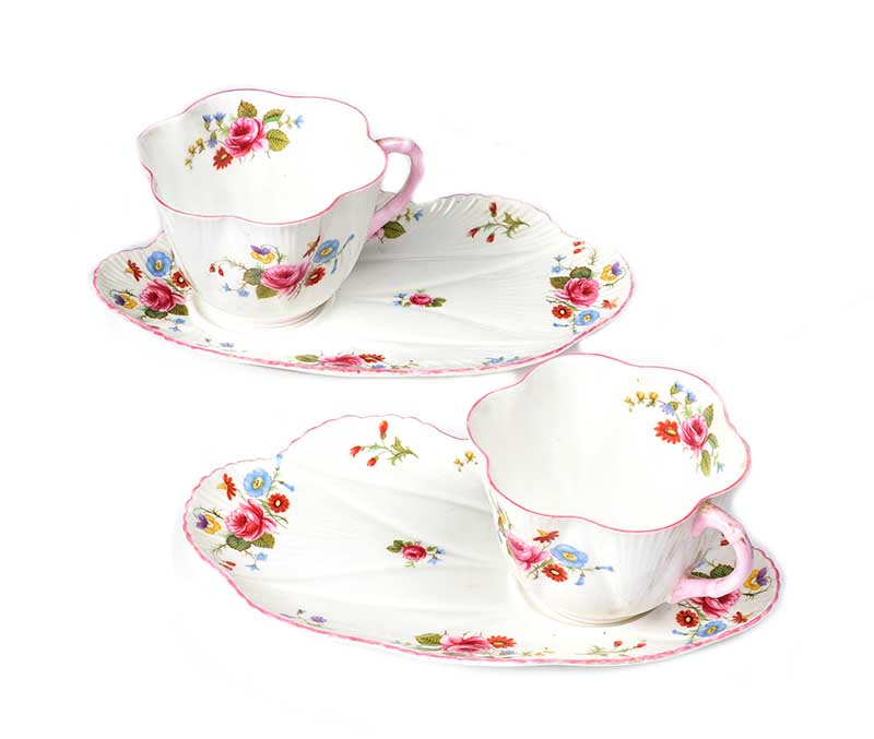 TWO SHELLEY CUPS & BISCUIT PLATES