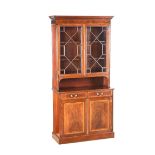 EDWARDIAN INLAID MAHOGANY TWO DOOR BOOKCASE