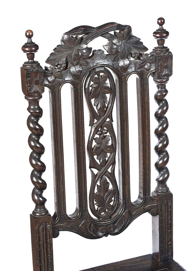 PAIR OF VICTORIAN CARVED OAK HALL CHAIRS - Image 2 of 7
