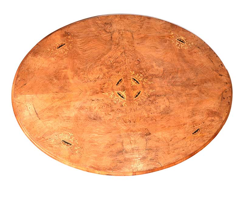 INLAID WALNUT OVAL COFFEE TABLE - Image 4 of 8