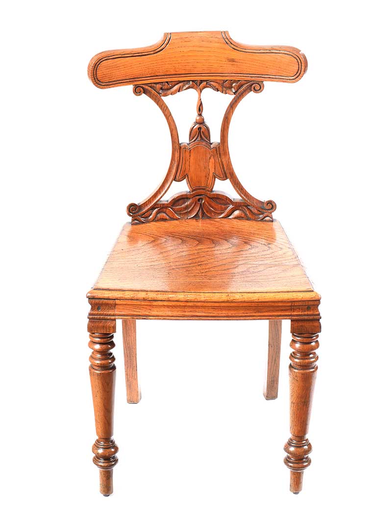 VICTORIAN OAK HALL CHAIR - Image 4 of 5