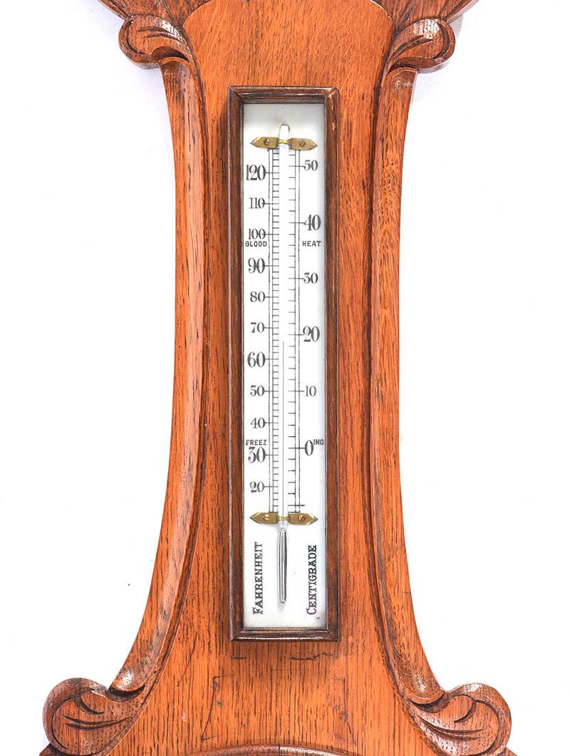 VICTORIAN OAK BAROMETER - Image 3 of 5