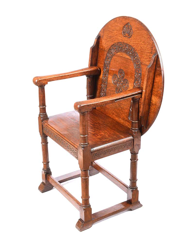 CARVED OAK MONK'S CHAIR - Image 6 of 8