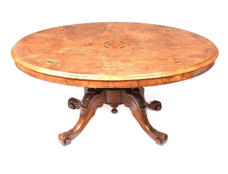 INLAID WALNUT OVAL COFFEE TABLE - Image 7 of 8