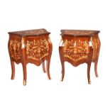 PAIR OF INLAID BOMBAY BEDSIDE PEDESTALS