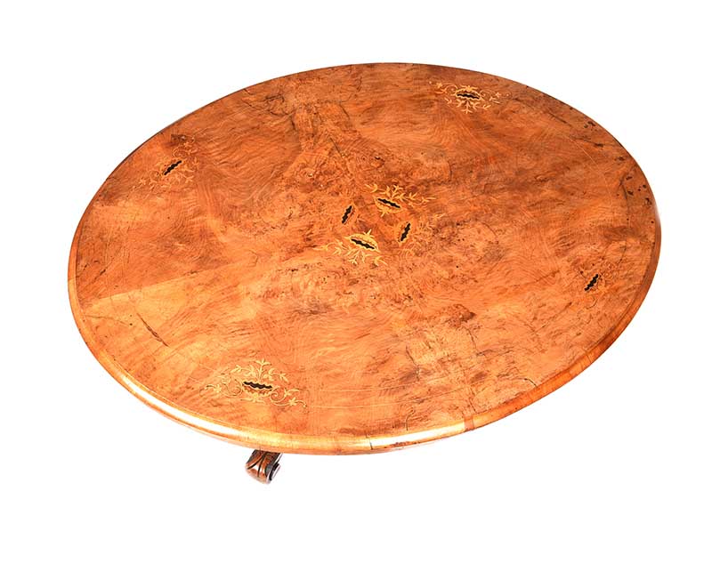 INLAID WALNUT OVAL COFFEE TABLE - Image 3 of 8