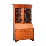 EDWARDIAN INLAID MAHOGANY BUREAU BOOKCASE