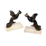 PAIR BRONZED BOOKENDS