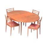 NINETEEN SEVENTIES TEAK DINING ROOM TABLE & FOUR CHAIRS