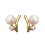 9CT GOLD PEARL AND DIAMOND EARRINGS