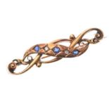 15CT GOLD SAPPHIRE AND DIAMOND BROOCH