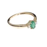 9CT GOLD EMERALD AND DIAMOND RING