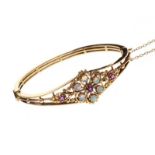 VICTORIAN 9CT GOLD OPAL AND RUBY BANGLE