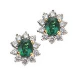 18CT GOLD EMERALD AND DIAMOND EARRINGS